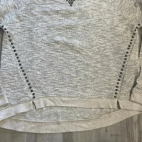 Lucky Lotus Sweater Beige metallic Knit Pullover Embellished Studded Ladies Sz L - Picture 10 of 14